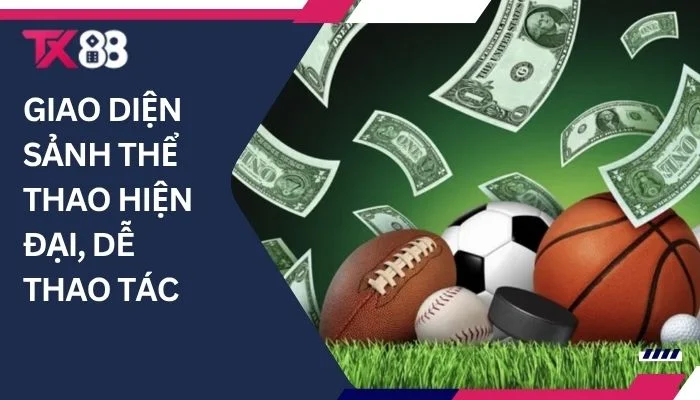 Giao diện sảnh thể thao hiện đại, dễ thao tác